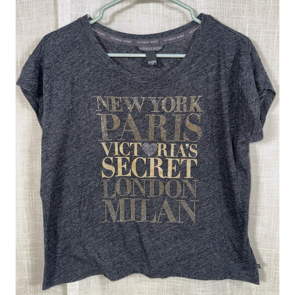 Y2K Victoria Secret Bling‎ Tshirt Shirt Women's S New York Paris Milan London